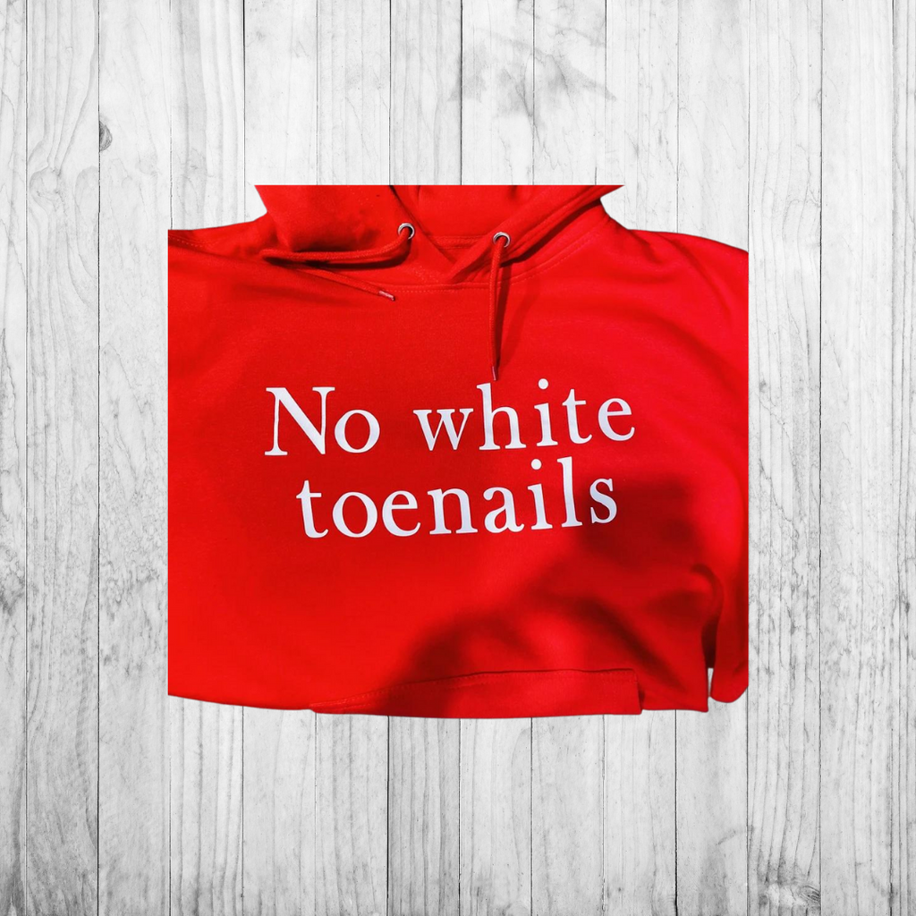 “No white toenails” Hoodie-Red